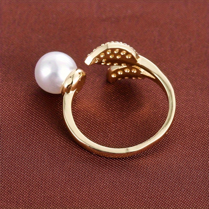 Adjustable Copper Leaf Ring with Zirconia Open Band